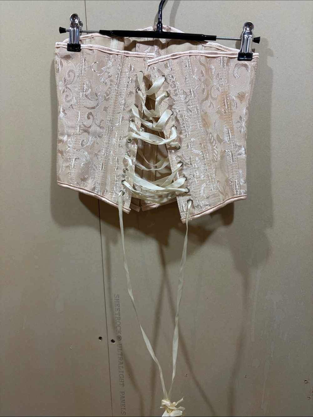 Champagne Brocade Corset Size S - Picture 4 of 6